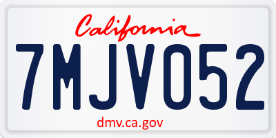 CA license plate 7MJV052