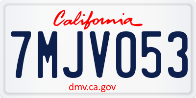 CA license plate 7MJV053