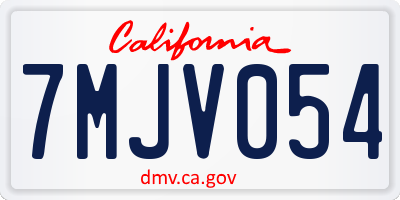 CA license plate 7MJV054