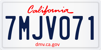 CA license plate 7MJV071