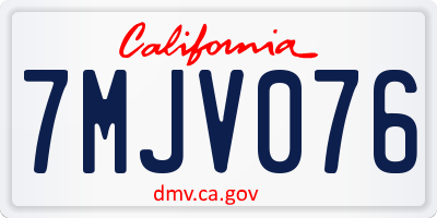 CA license plate 7MJV076