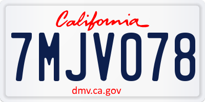 CA license plate 7MJV078