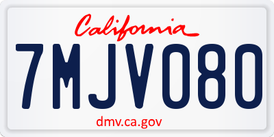 CA license plate 7MJV080