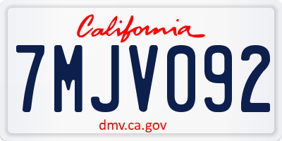 CA license plate 7MJV092
