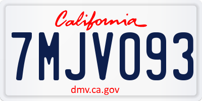 CA license plate 7MJV093