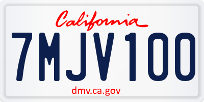 CA license plate 7MJV100