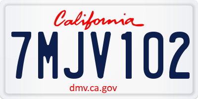 CA license plate 7MJV102