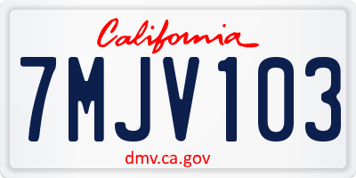 CA license plate 7MJV103