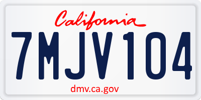 CA license plate 7MJV104