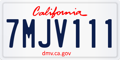CA license plate 7MJV111