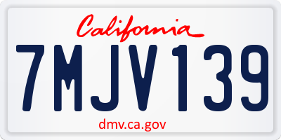 CA license plate 7MJV139