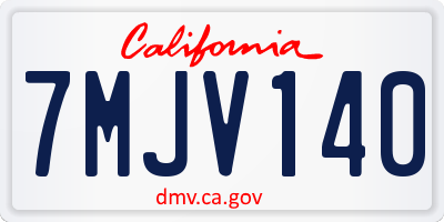 CA license plate 7MJV140