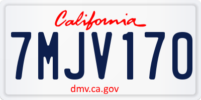 CA license plate 7MJV170