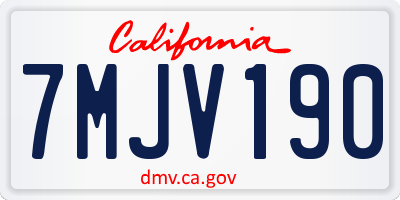 CA license plate 7MJV190