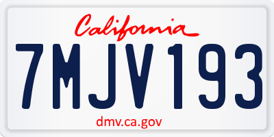 CA license plate 7MJV193