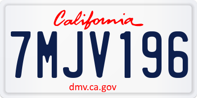 CA license plate 7MJV196