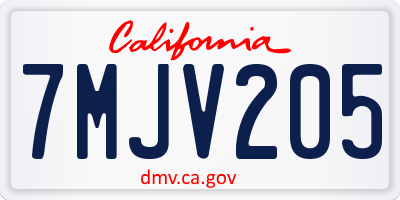 CA license plate 7MJV205