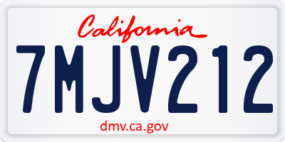 CA license plate 7MJV212