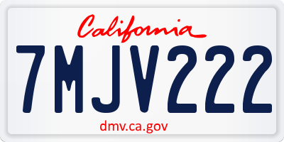 CA license plate 7MJV222