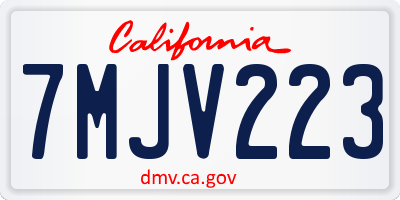 CA license plate 7MJV223