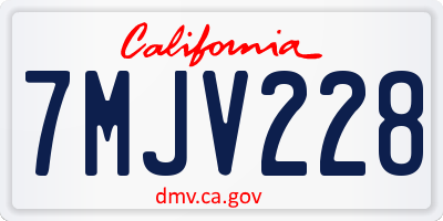 CA license plate 7MJV228