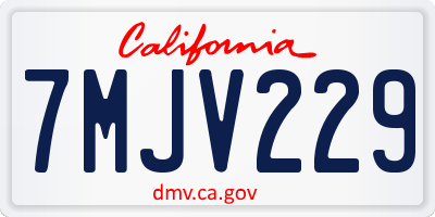CA license plate 7MJV229