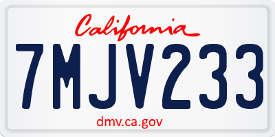 CA license plate 7MJV233