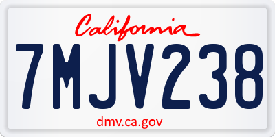 CA license plate 7MJV238
