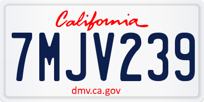 CA license plate 7MJV239