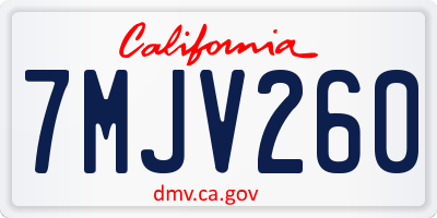 CA license plate 7MJV260