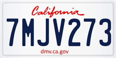 CA license plate 7MJV273