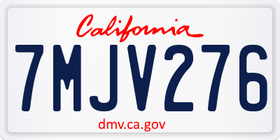 CA license plate 7MJV276