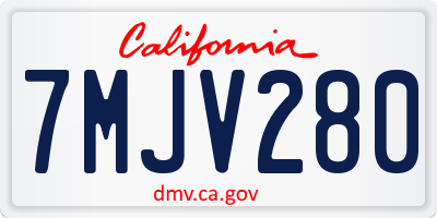 CA license plate 7MJV280