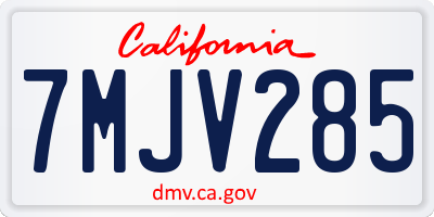 CA license plate 7MJV285