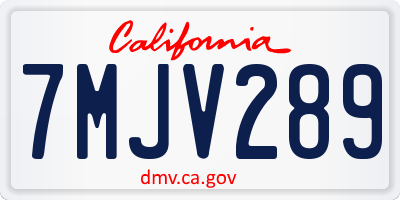 CA license plate 7MJV289