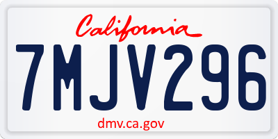 CA license plate 7MJV296