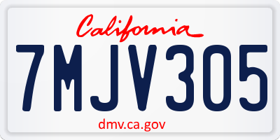 CA license plate 7MJV305