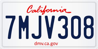 CA license plate 7MJV308