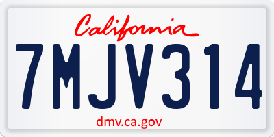 CA license plate 7MJV314