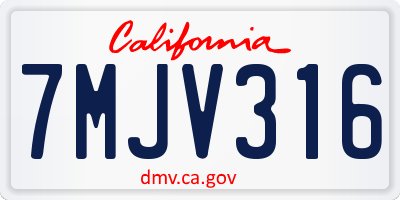 CA license plate 7MJV316