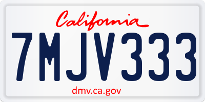 CA license plate 7MJV333