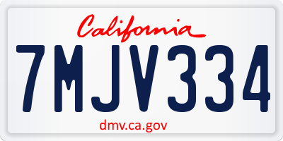 CA license plate 7MJV334