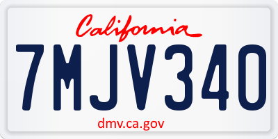 CA license plate 7MJV340