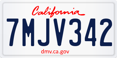 CA license plate 7MJV342