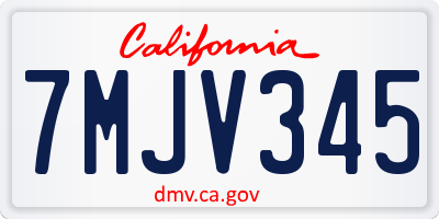 CA license plate 7MJV345