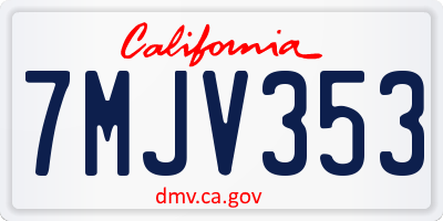 CA license plate 7MJV353