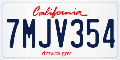 CA license plate 7MJV354