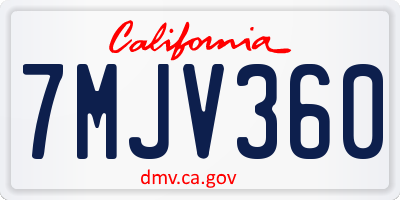 CA license plate 7MJV360