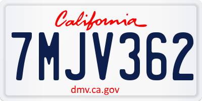 CA license plate 7MJV362