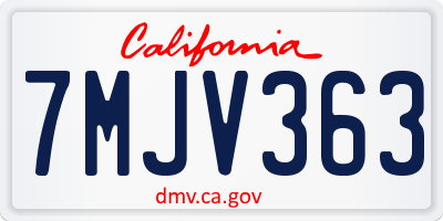 CA license plate 7MJV363